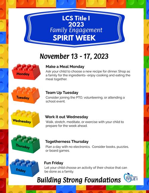 LCS Title 1 2023 Family Engagement Spirit Week